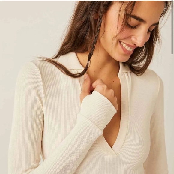 🔖 FREE PEOPLE Do It Right Bodysuit Collar Ivory Intimately FP011423CY - Picture 4 of 11